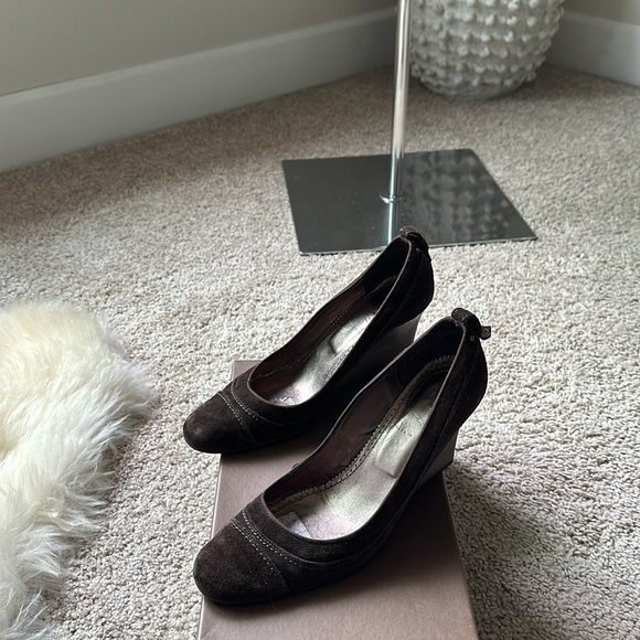 8 - Jcrew dark brown suede wedge - Picture 3 of 4